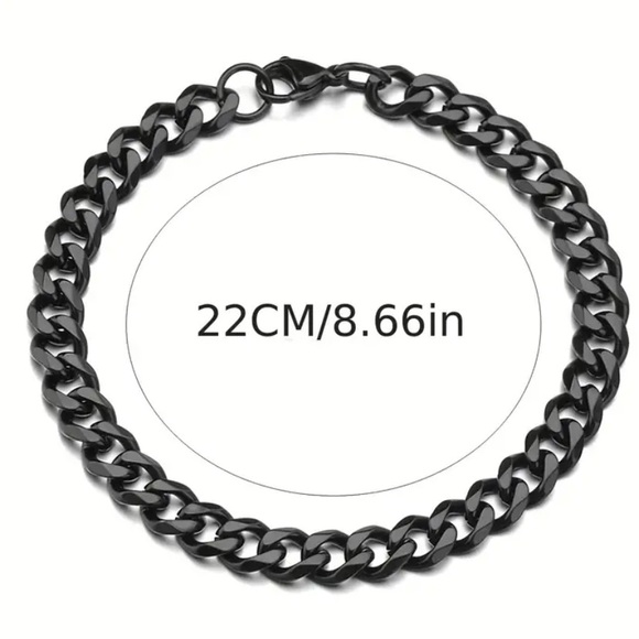Black Cuban Link Bracelet | Thick Titanium Steel Men’s Chain Jewelry - Picture 3 of 5